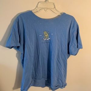 Women’s Life is Good dog paddle blue shirt, size M
